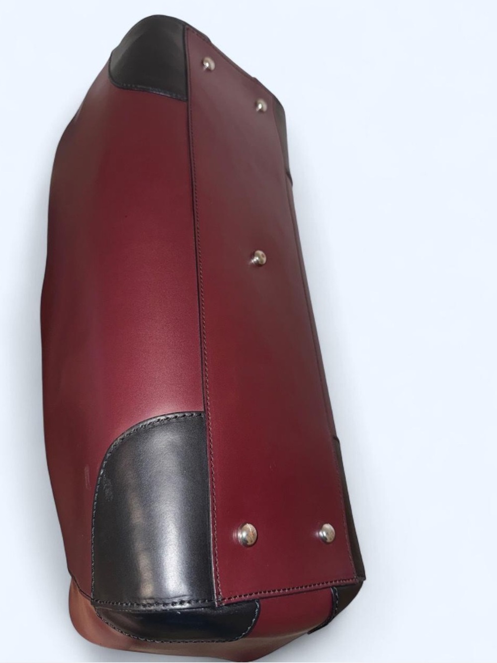 Iacucci Burgundy and Black Top-Handle Leather Tote - Picture 6 of 8